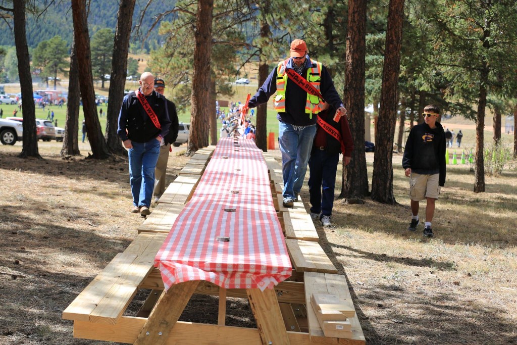 Measuring the picnic table